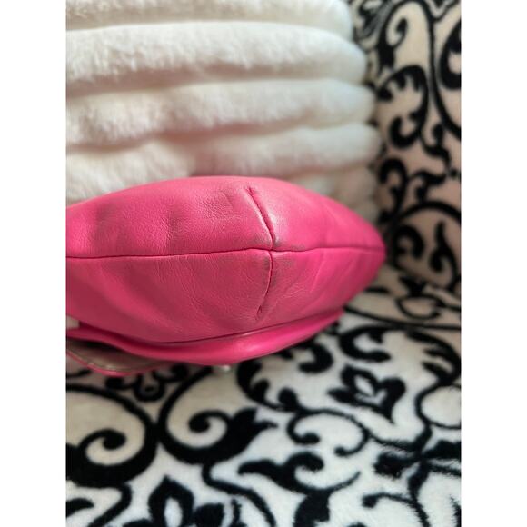Hot Pink Leather Coach Crossbody with Turnlock - Picture 5 of 9